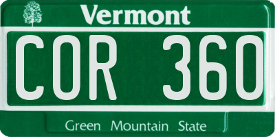 VT license plate COR360