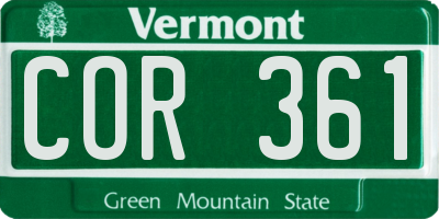 VT license plate COR361