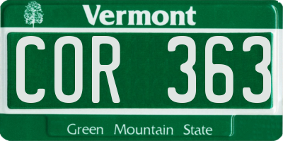 VT license plate COR363