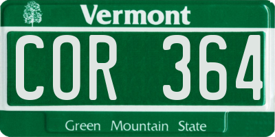 VT license plate COR364