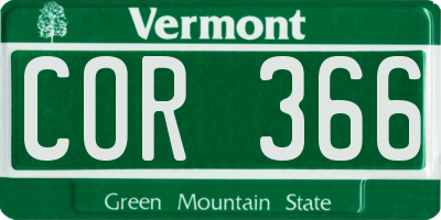 VT license plate COR366