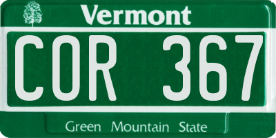 VT license plate COR367