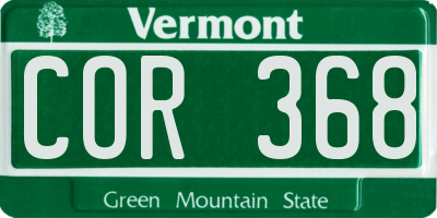 VT license plate COR368