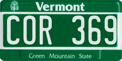 VT license plate COR369