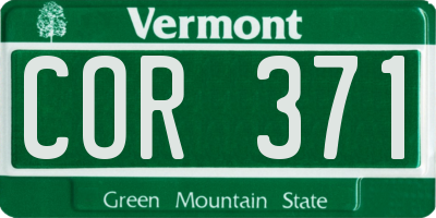 VT license plate COR371