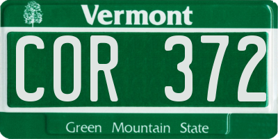 VT license plate COR372