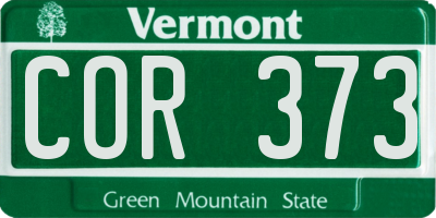 VT license plate COR373
