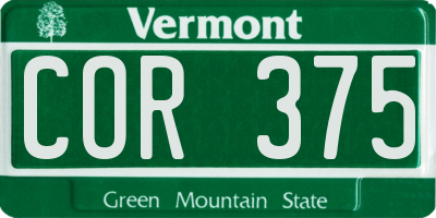 VT license plate COR375