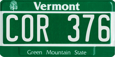 VT license plate COR376