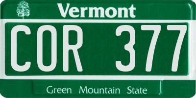 VT license plate COR377