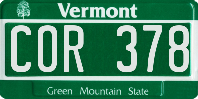 VT license plate COR378