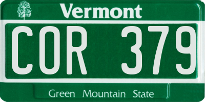 VT license plate COR379
