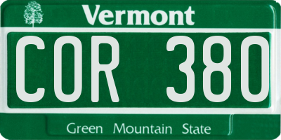 VT license plate COR380