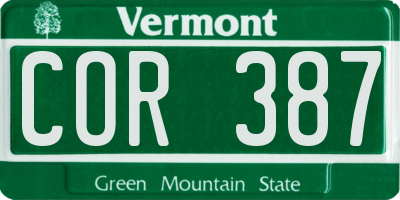 VT license plate COR387