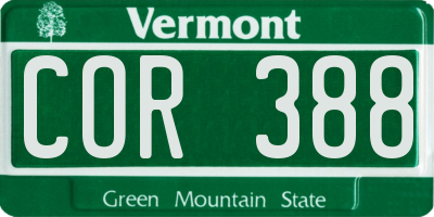 VT license plate COR388
