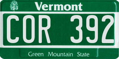 VT license plate COR392