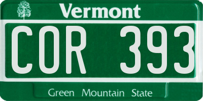 VT license plate COR393