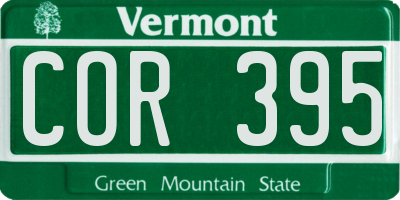 VT license plate COR395