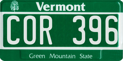 VT license plate COR396
