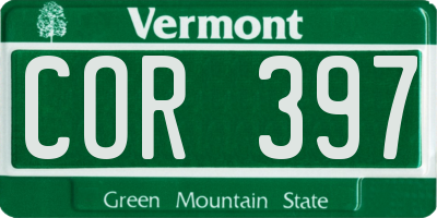 VT license plate COR397