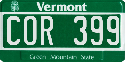 VT license plate COR399