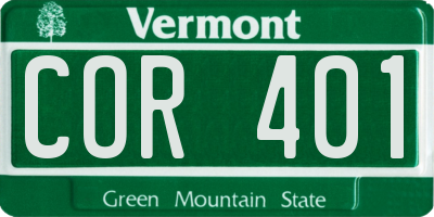 VT license plate COR401