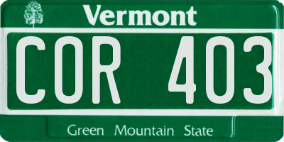 VT license plate COR403