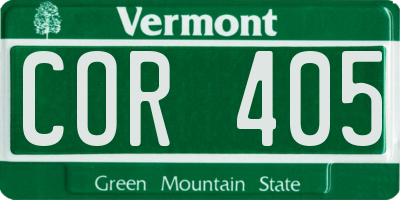 VT license plate COR405