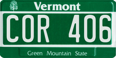 VT license plate COR406