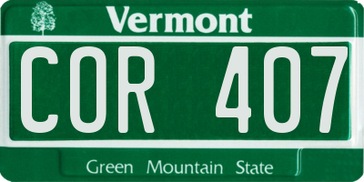 VT license plate COR407