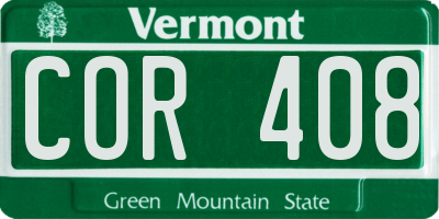 VT license plate COR408