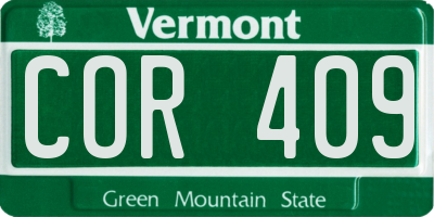 VT license plate COR409