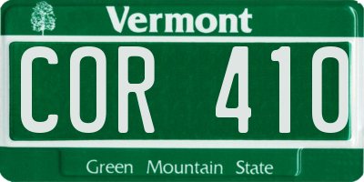 VT license plate COR410