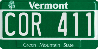 VT license plate COR411