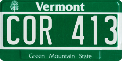 VT license plate COR413