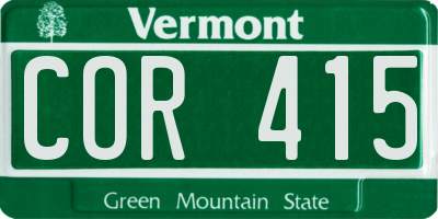 VT license plate COR415