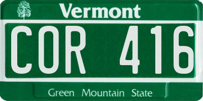 VT license plate COR416
