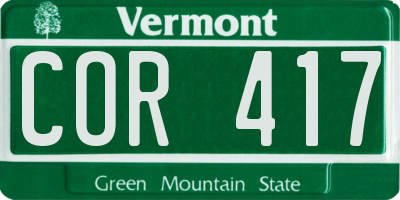 VT license plate COR417