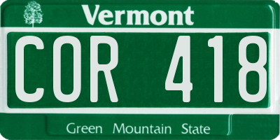 VT license plate COR418
