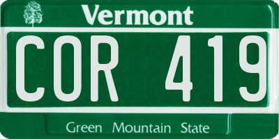 VT license plate COR419