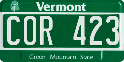 VT license plate COR423