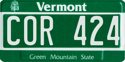 VT license plate COR424