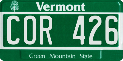 VT license plate COR426