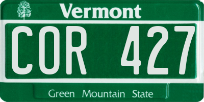 VT license plate COR427