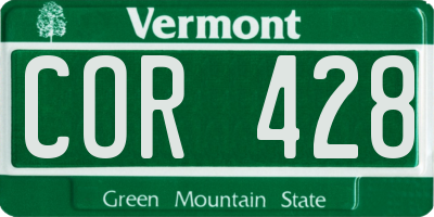VT license plate COR428