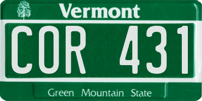 VT license plate COR431