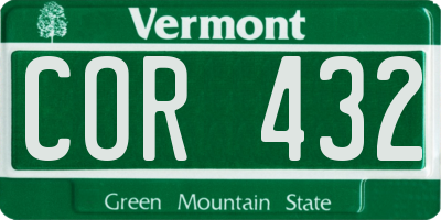 VT license plate COR432