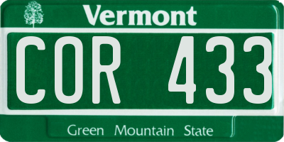 VT license plate COR433
