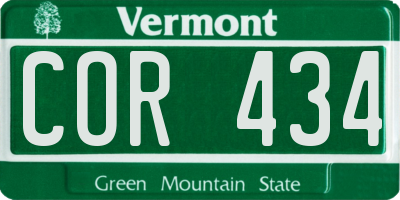 VT license plate COR434