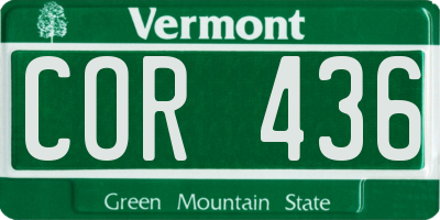 VT license plate COR436